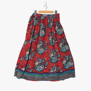 Vintage Anokhi Women's Size 12 Floral Maxi Skirt Boho Indian Woodblock Print